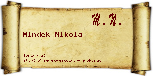 Mindek Nikola névjegykártya